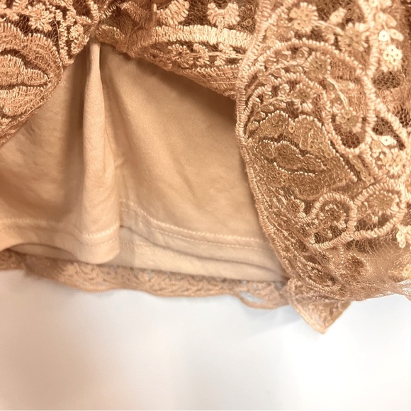 TFNC Paris Dress gold sequin sheer fully lined party mini dress size size 10 - Picture 10 of 15